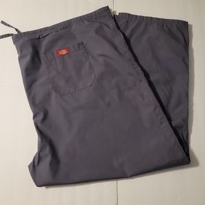 Dickies Men's Gray Scrubs Sz 4X Drawstring Straight Leg Pull-On Pants Medical